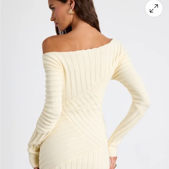 Lulu's Cream Off-Shoulder Dress - Picture 3 of 3